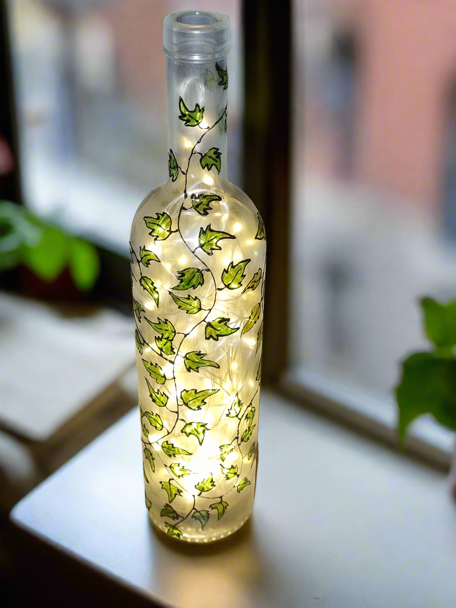 Ivy Bottle light, handmade in Cornwall, perfect sustainable gift