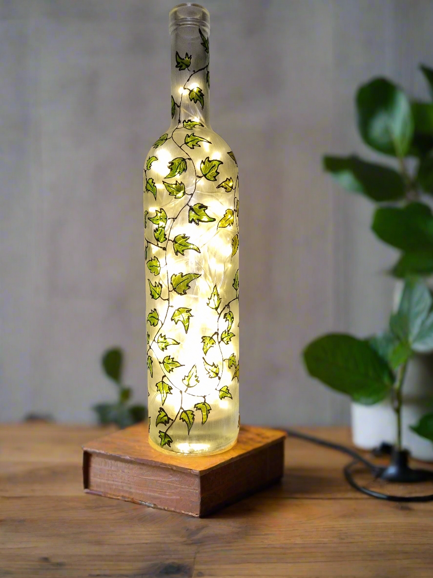 Ivy foliage unique bottle light, beautiful warm white light, contemporary style 