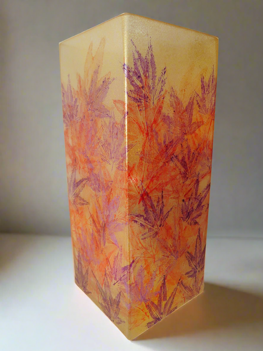 Lamp orange gold red purple maple leaves unique handmade 