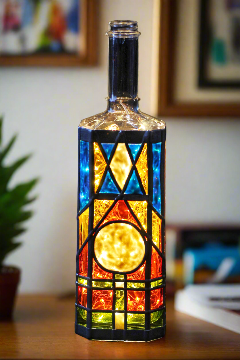 Art Deco OOAK Sustainable upcycled glass lamp